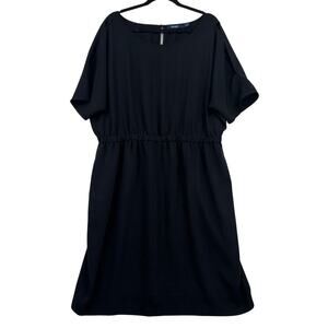 Eloquii by The Limited Dress Size 20W Black Elastic Waist Short Sleeve Pockets